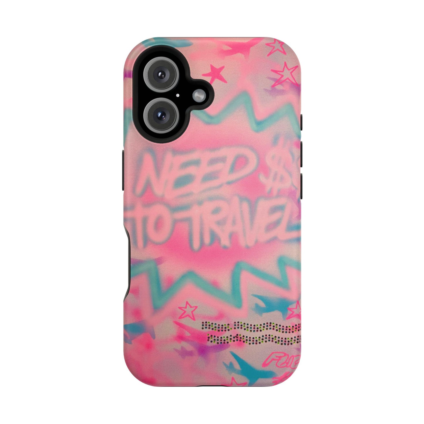 MagSafe "need $$ to travel" airbrush iPhone case