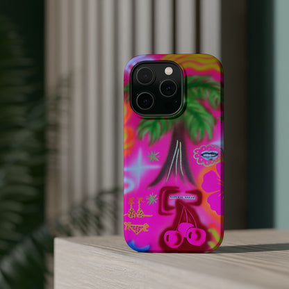 MagSafe "neon pink palms" Airbrush iPhone-Hülle
