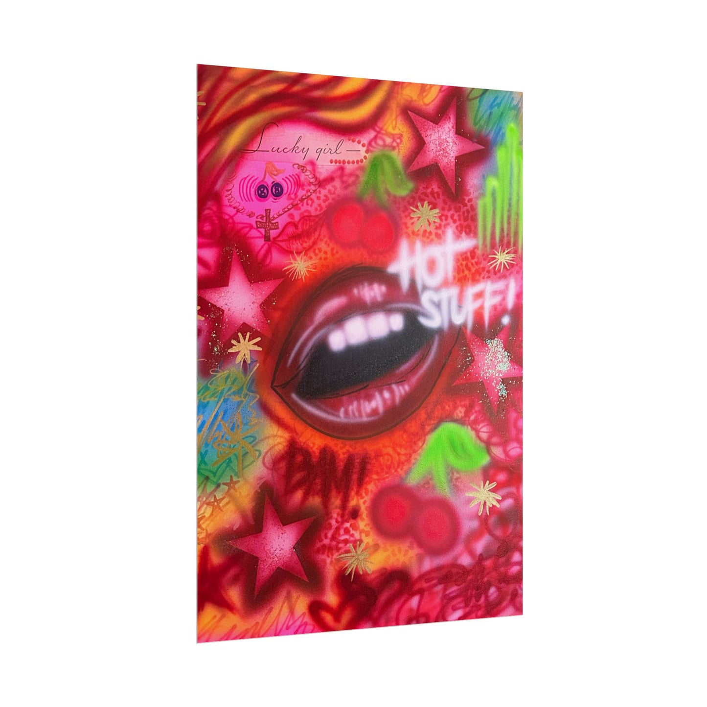 "hot stuff" airbrush rolled print