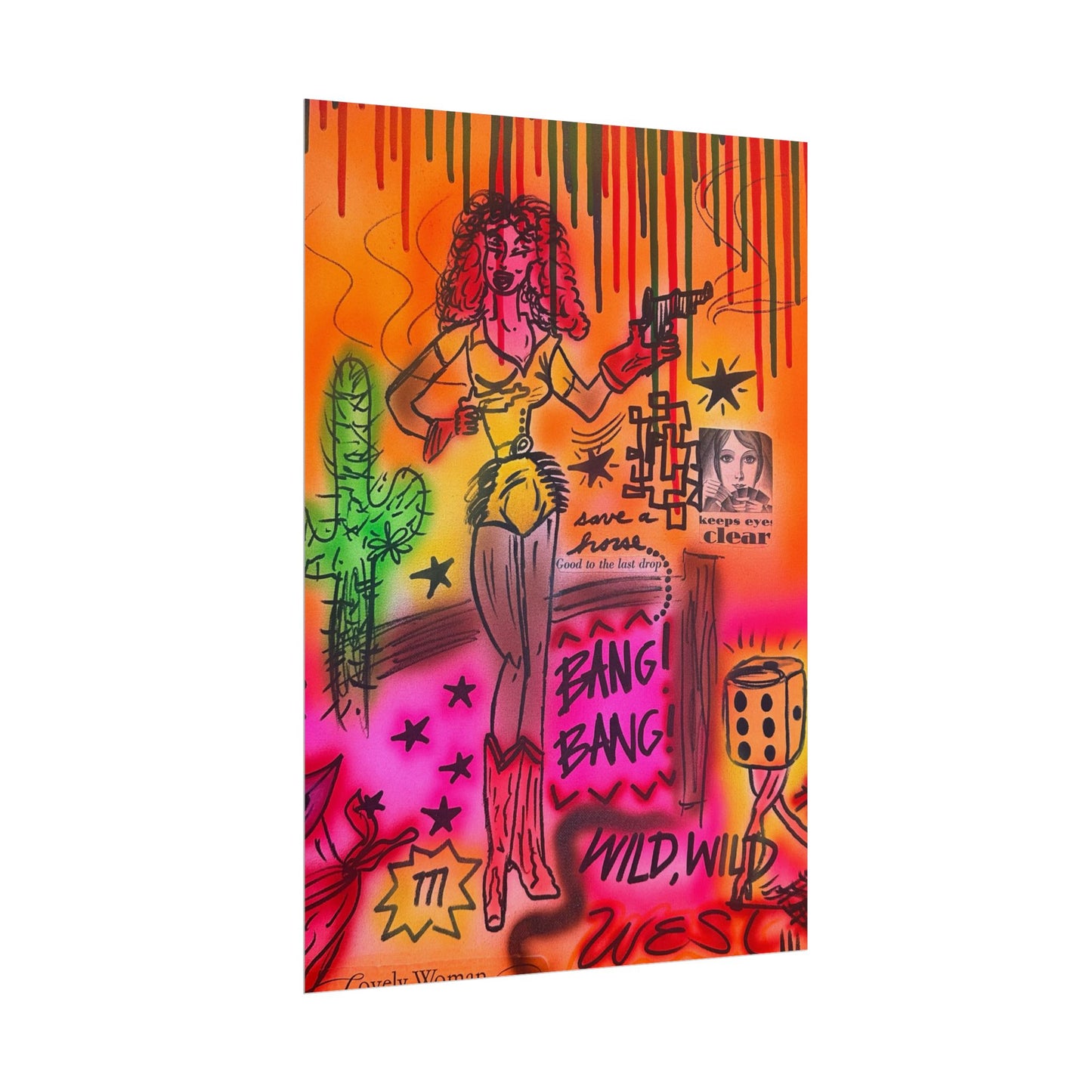 "wild, wild west" airbrush rolled print