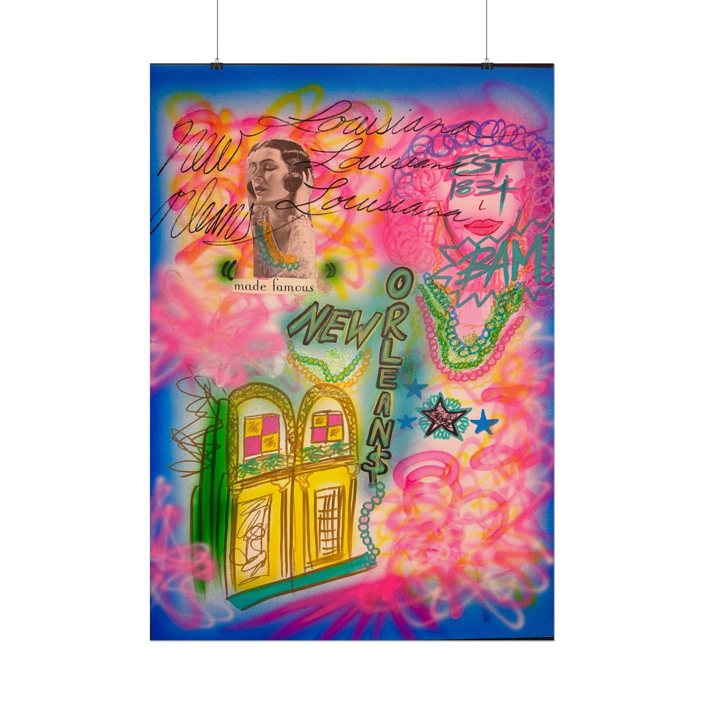 "new orleans, la" airbrush rolled print