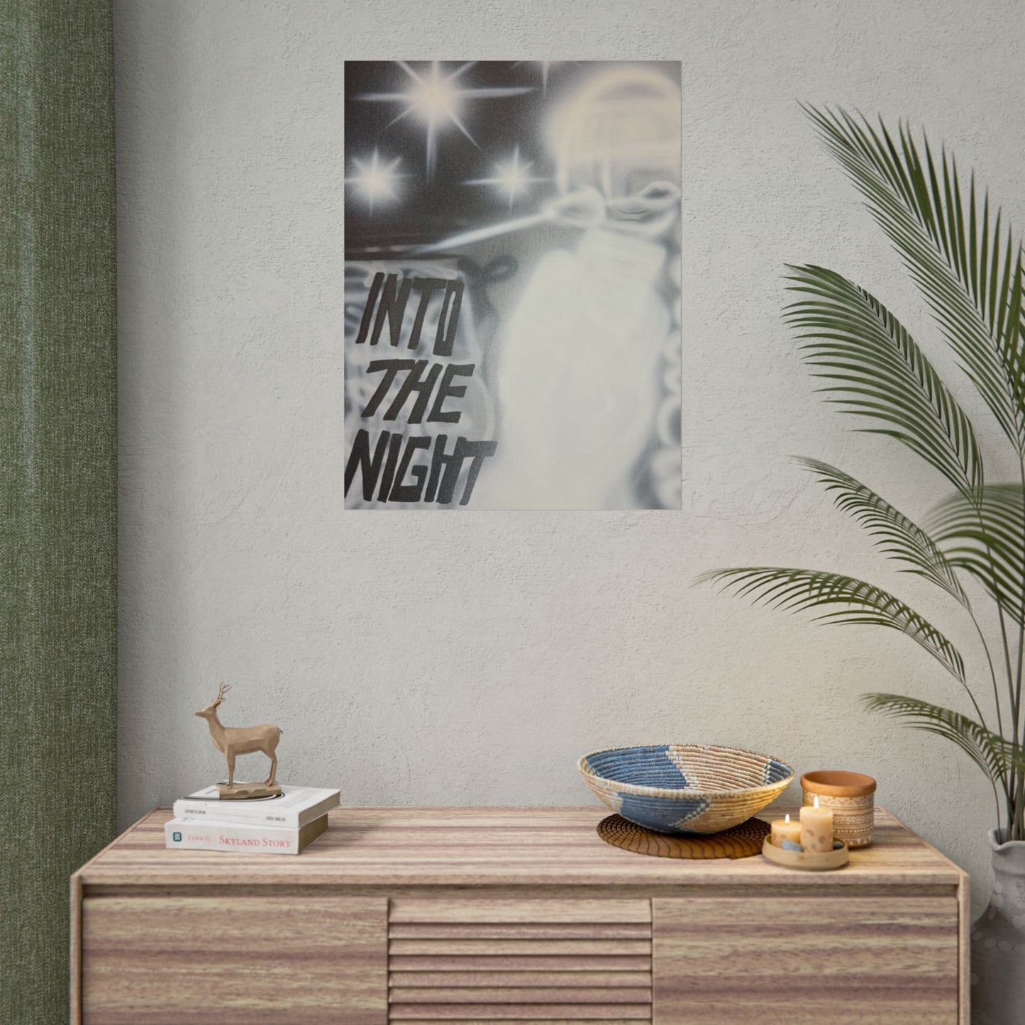 "into the night" airbrush rolled print