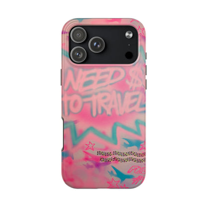 "need $$ to travel" airbrush iPhone case