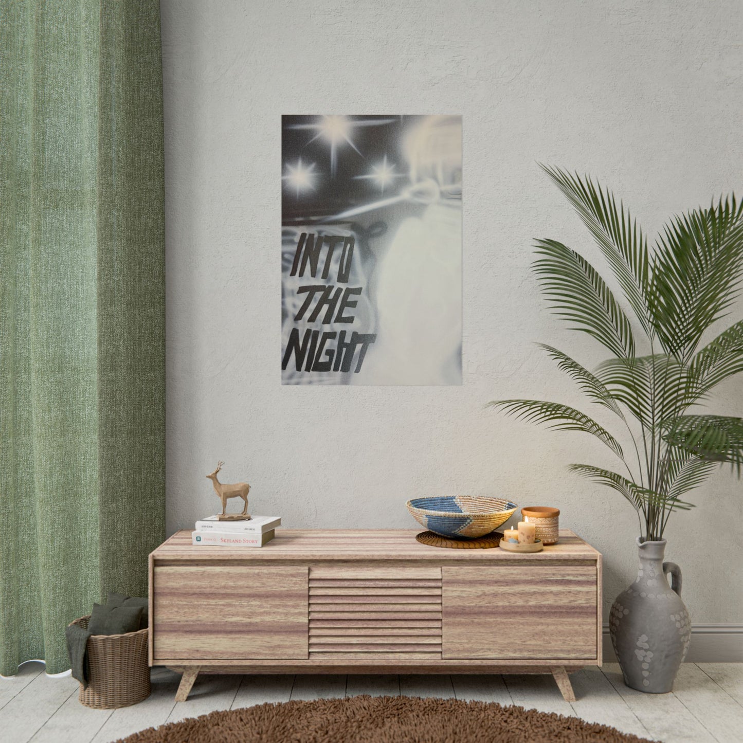 "into the night" airbrush rolled print