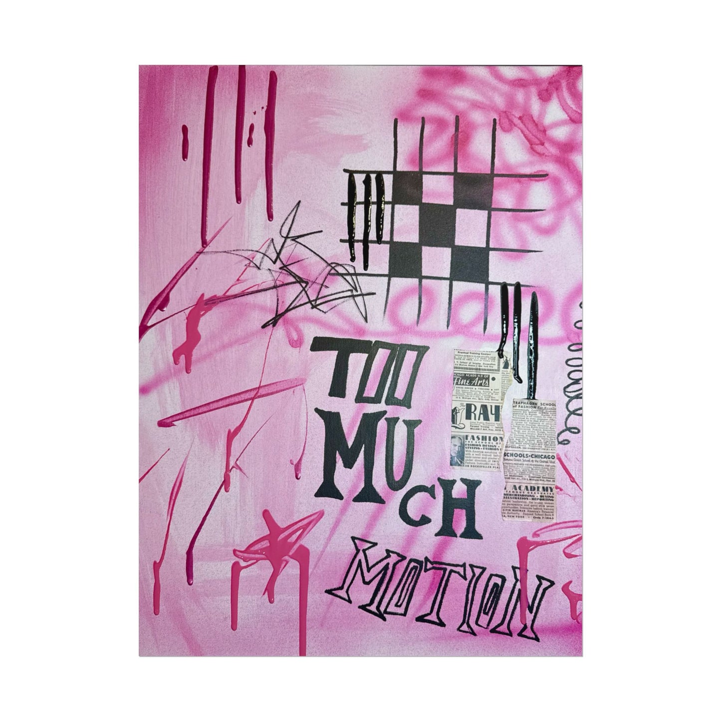 "too much motion" airbrush rolled print