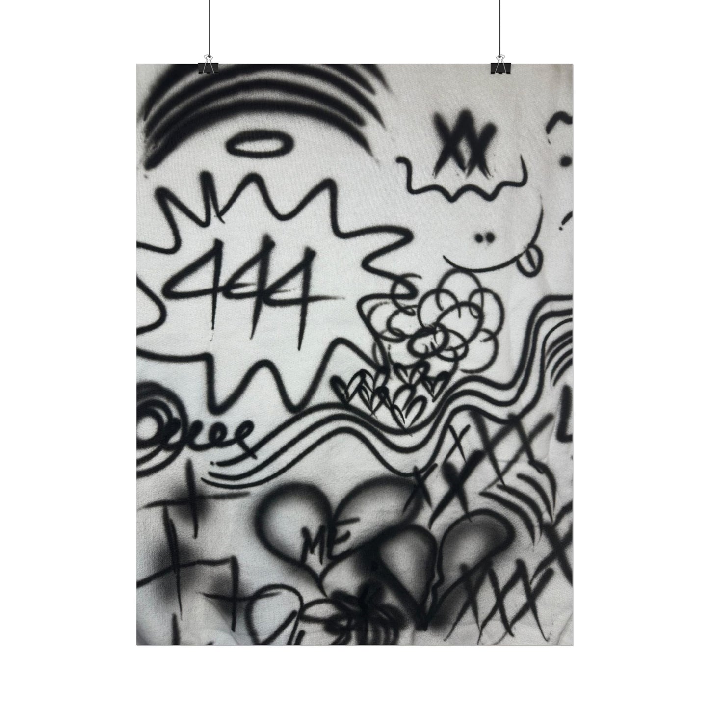 "444" airbrush rolled print