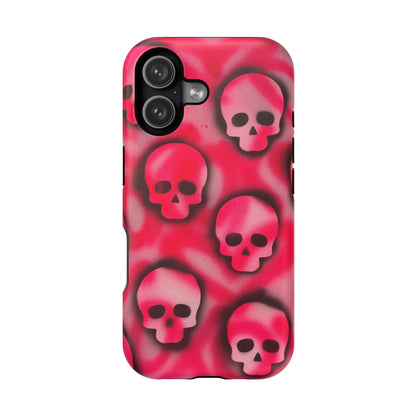 MagSafe "pink skully" airbrush iPhone case