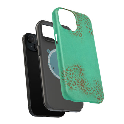 MagSafe "teal cheetah" airbrush iPhone case