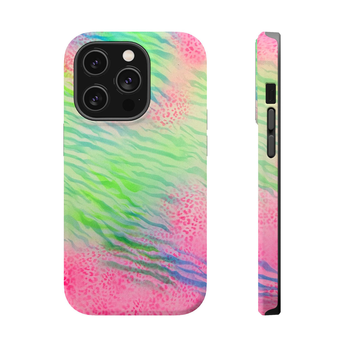 MagSafe "teal cheetah" airbrush iPhone case