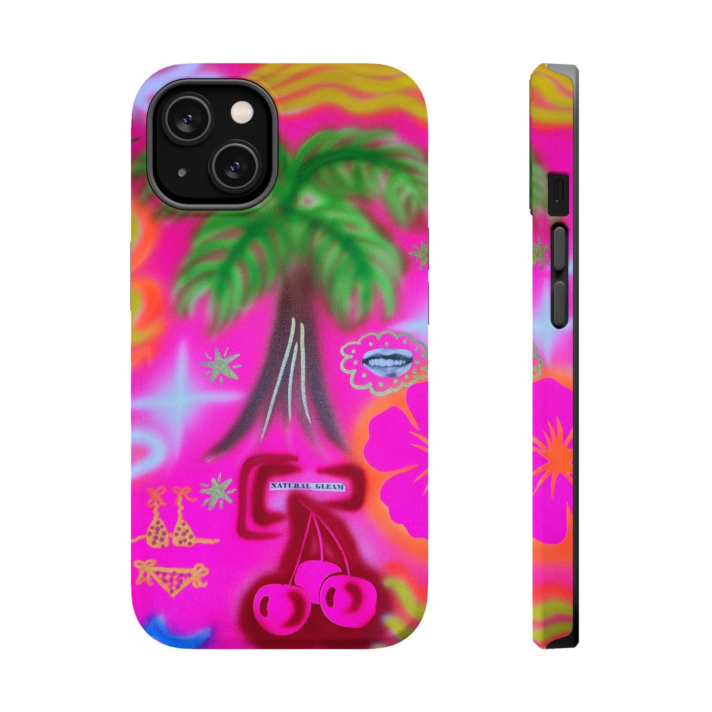MagSafe "neon pink palms" Airbrush iPhone-Hülle