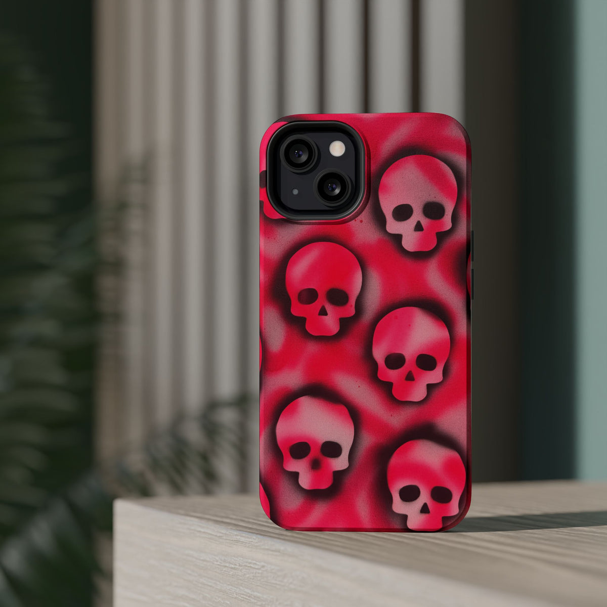 MagSafe "pink skully" airbrush iPhone case