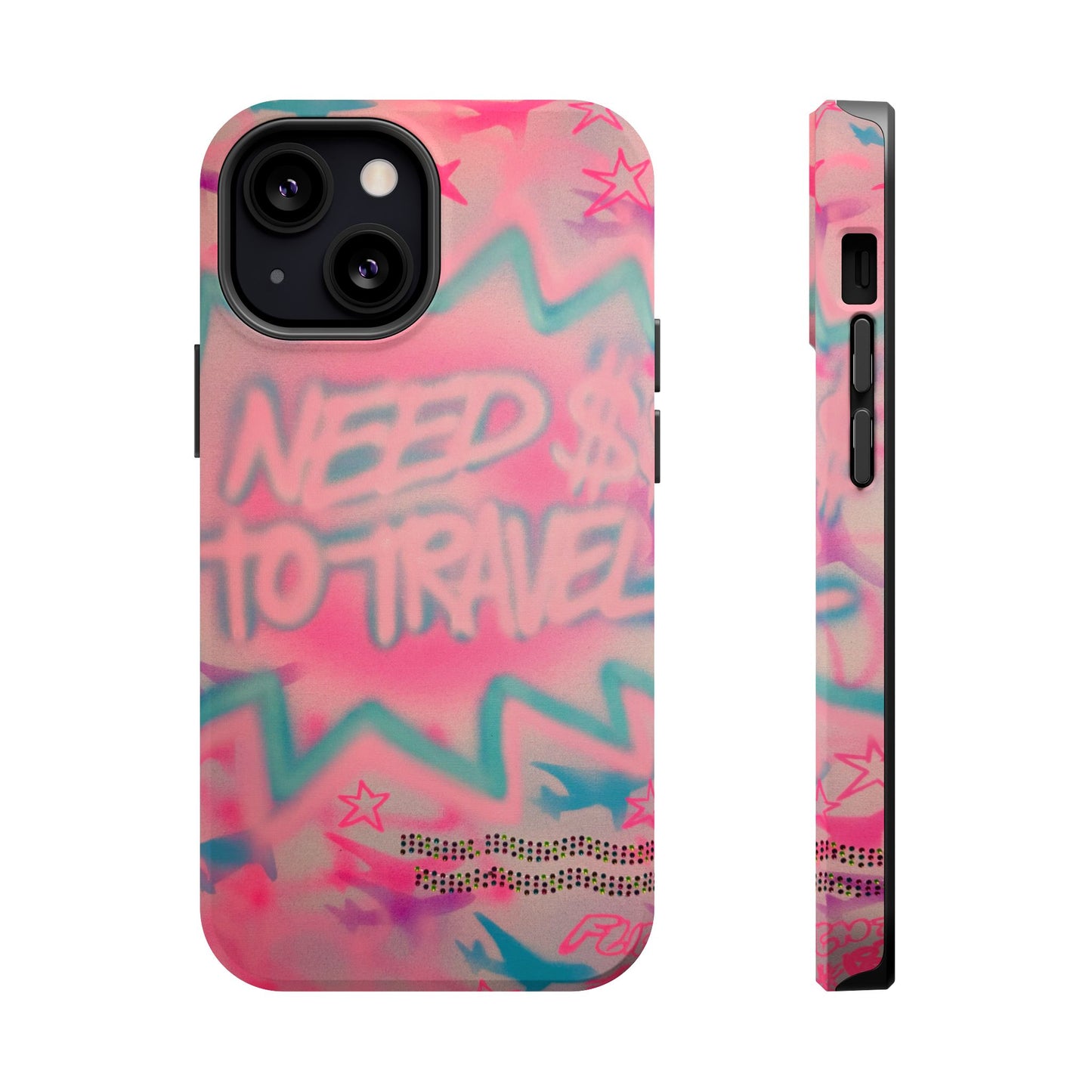 MagSafe "need $$ to travel" airbrush iPhone case