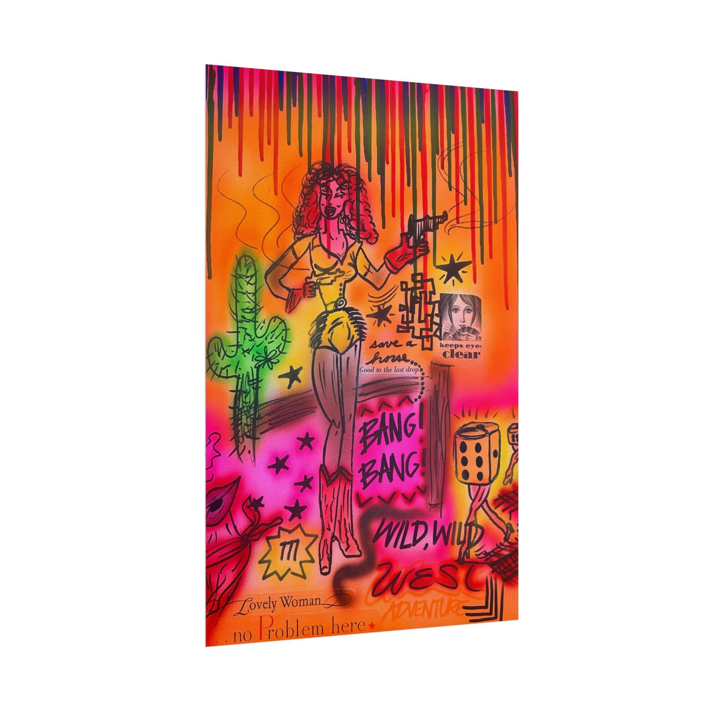 "wild, wild west" airbrush rolled print