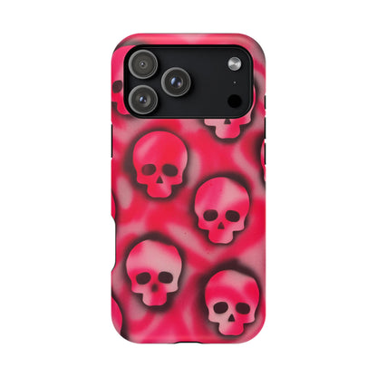 MagSafe "pink skully" airbrush iPhone case