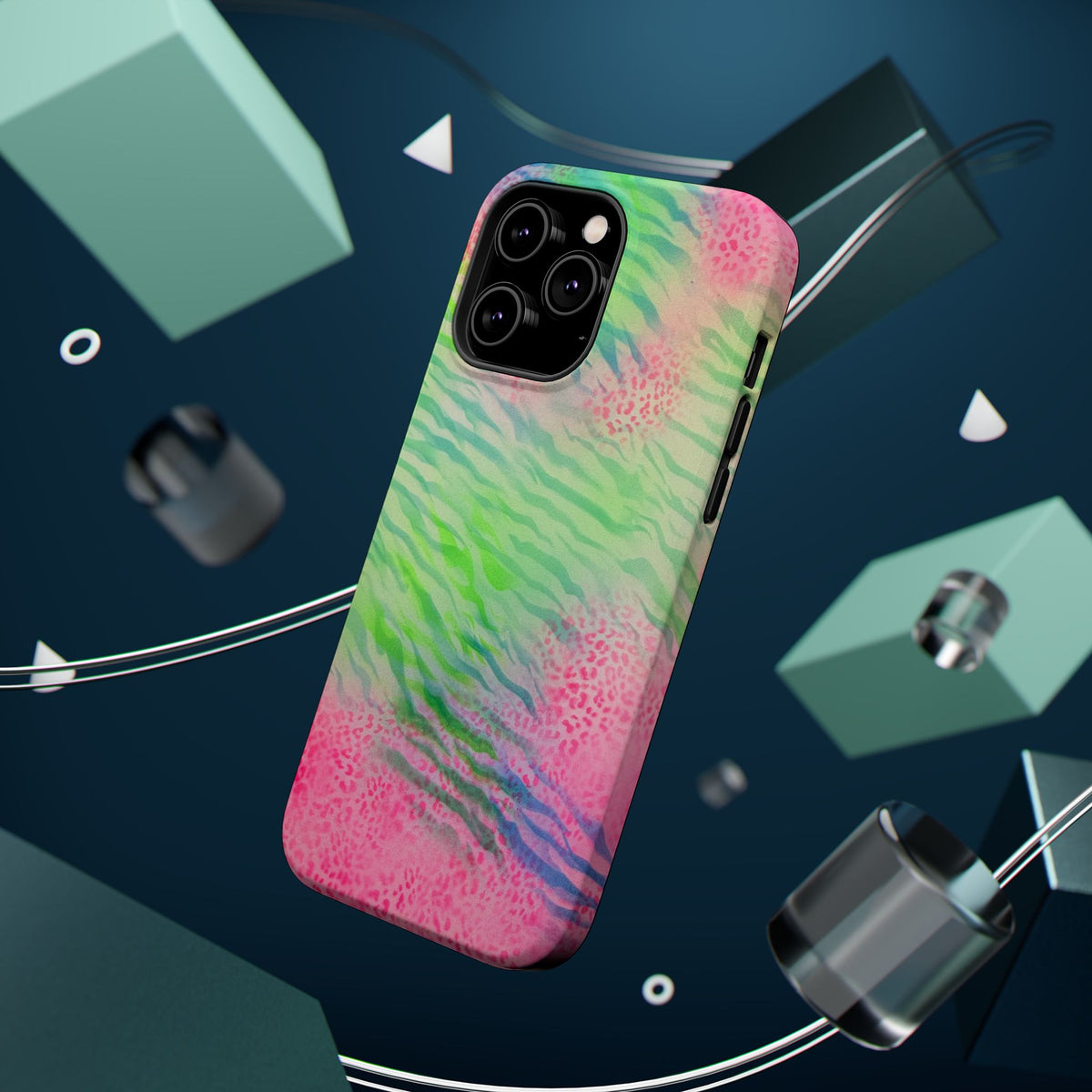 MagSafe "teal cheetah" airbrush iPhone case