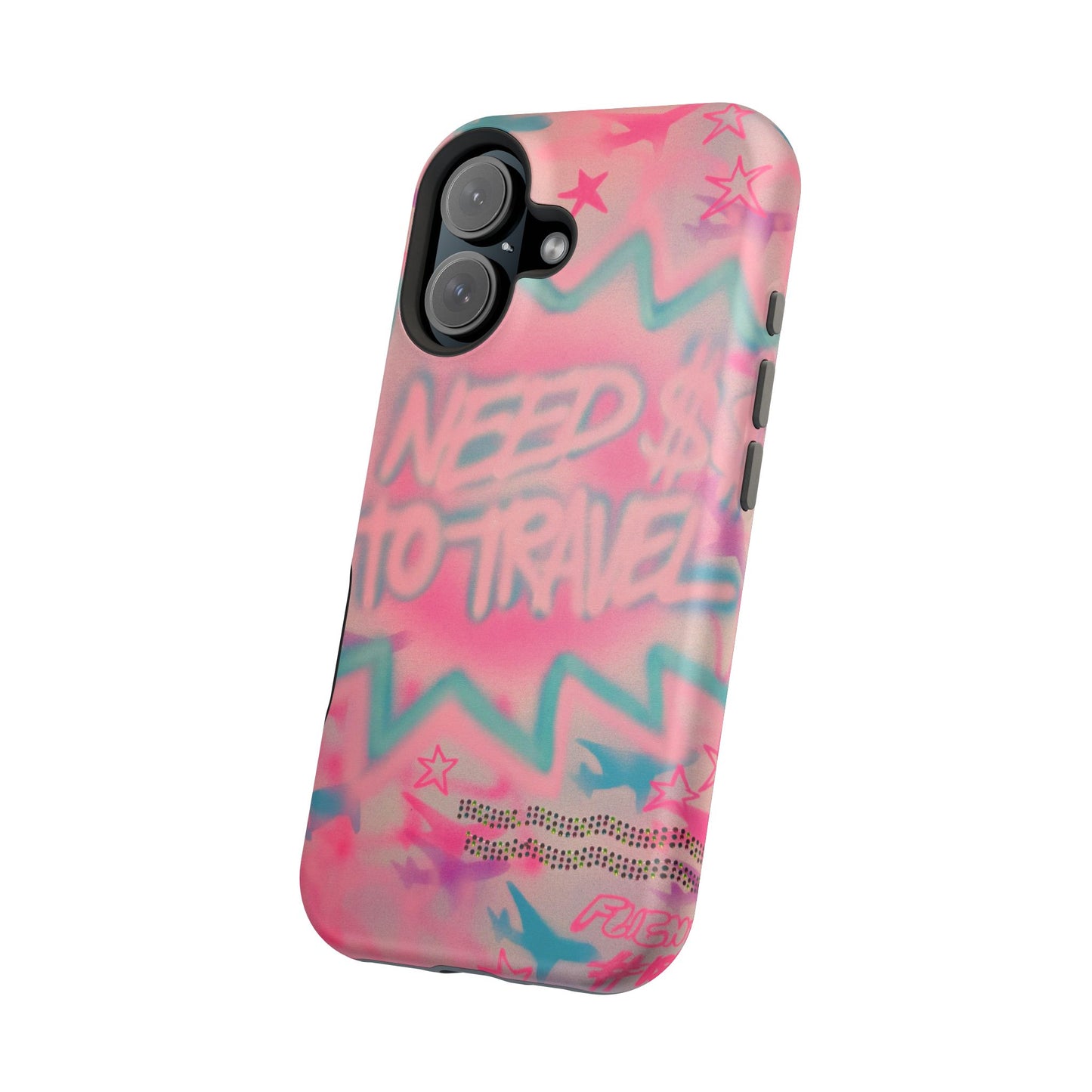 MagSafe "need $$ to travel" airbrush iPhone case