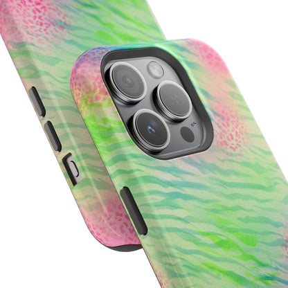 MagSafe "teal cheetah" airbrush iPhone case