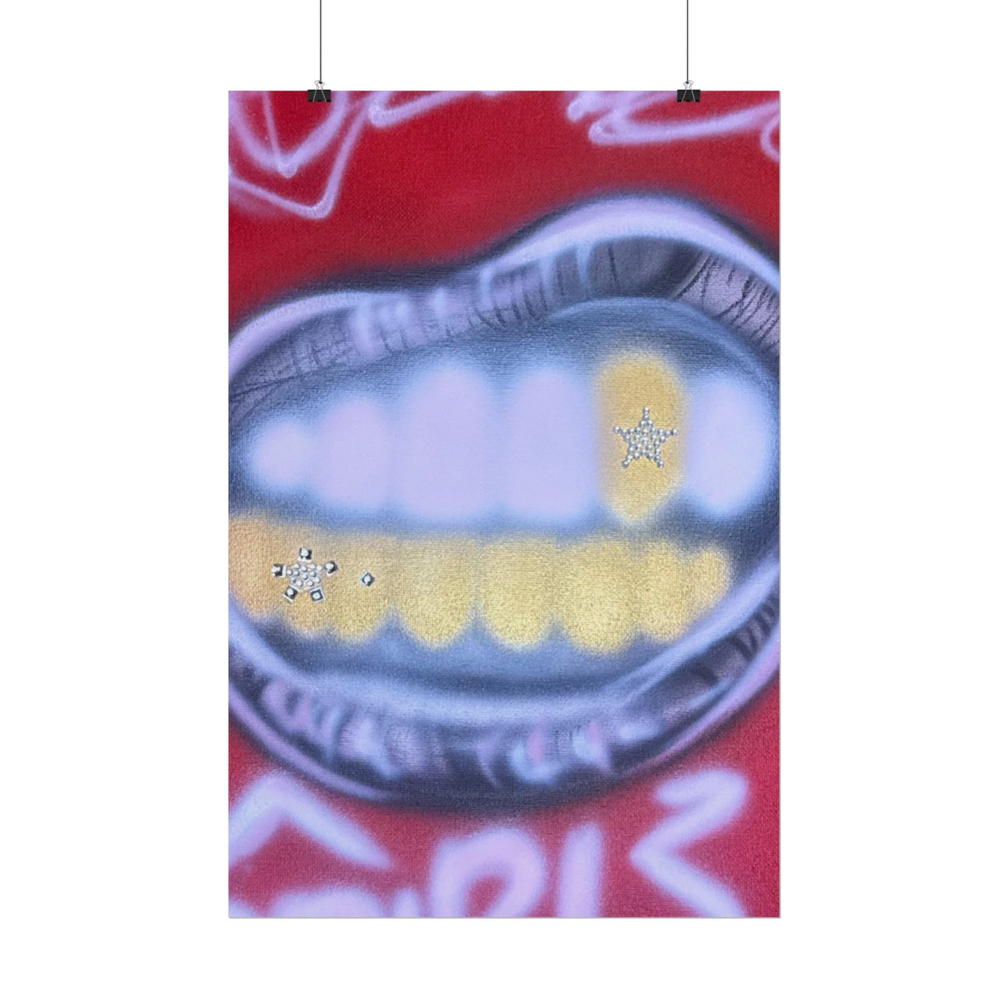 "bite me bling" airbrush rolled print