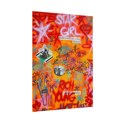 "young, rich, hot" airbrush rolled print