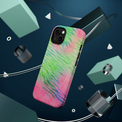 MagSafe "teal cheetah" airbrush iPhone case