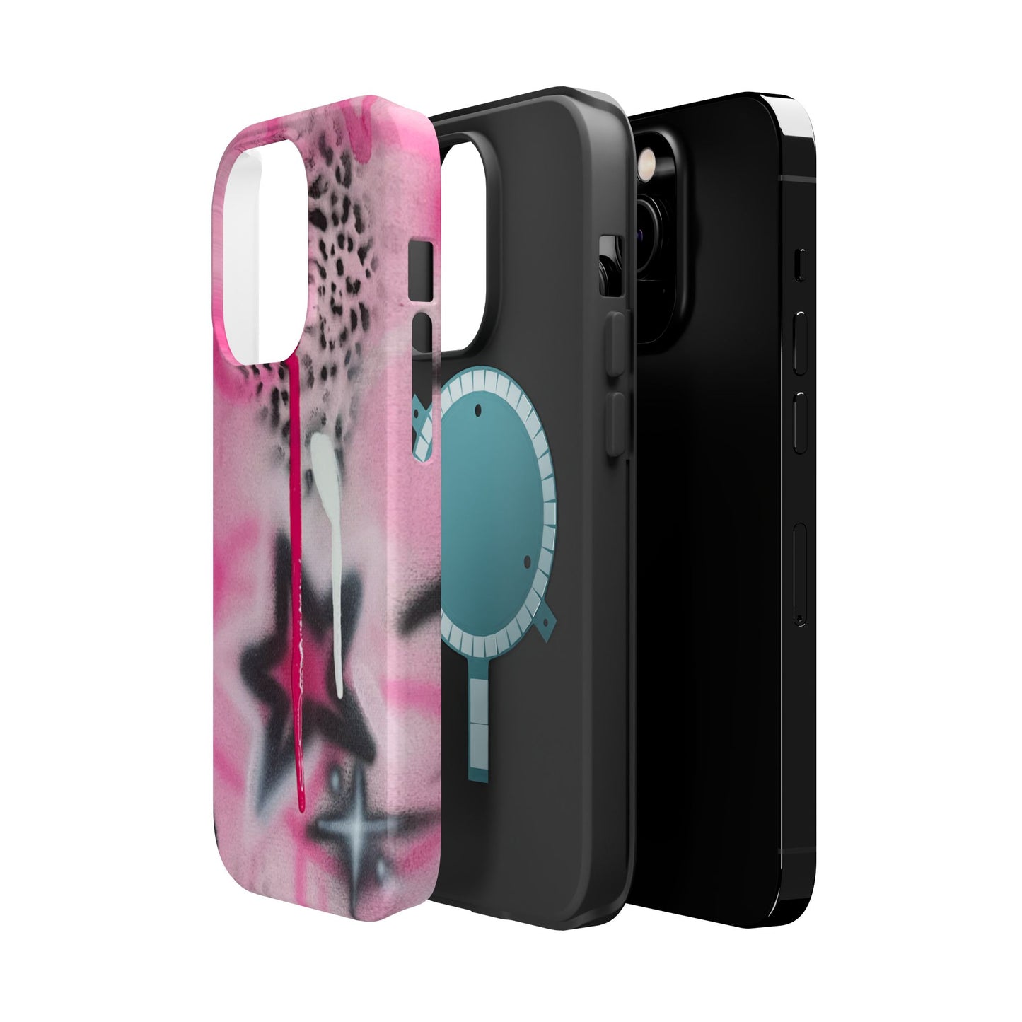 MagSafe "pink cheetah" airbrush iPhone case