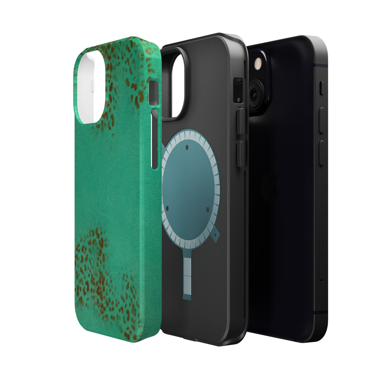 MagSafe "teal cheetah" airbrush iPhone case