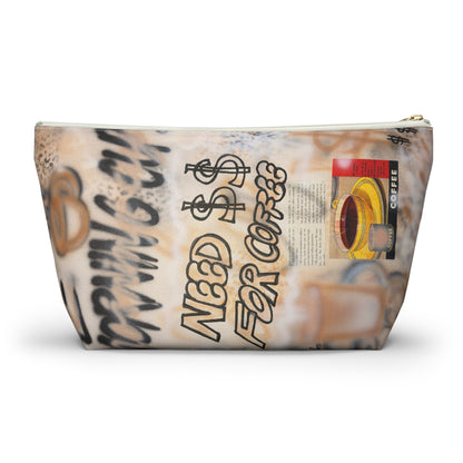 "need $$ for coffee" airbrush makeup pouch