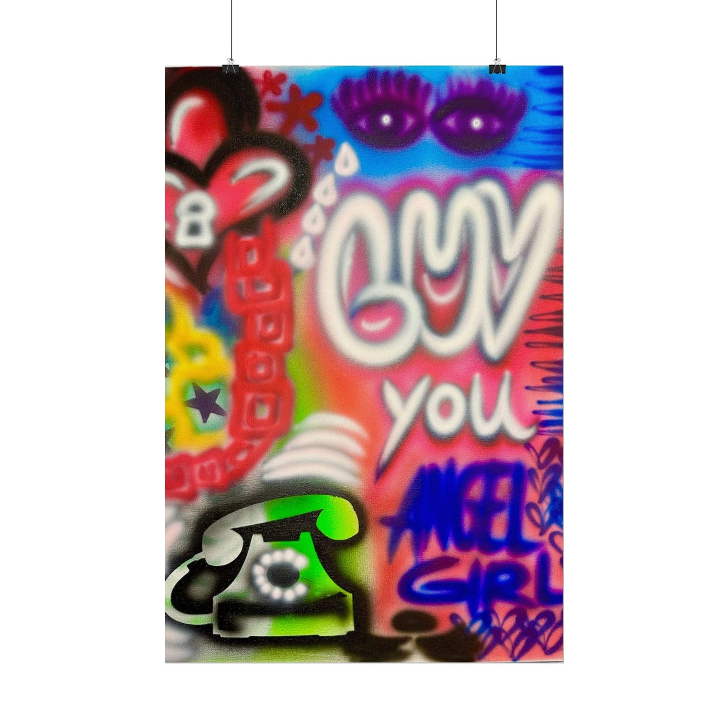 "luv u angel girl" airbrush rolled print