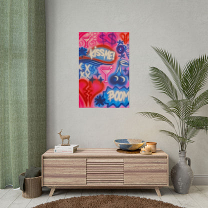 "kiss me pt. 2" airbrush rolled print