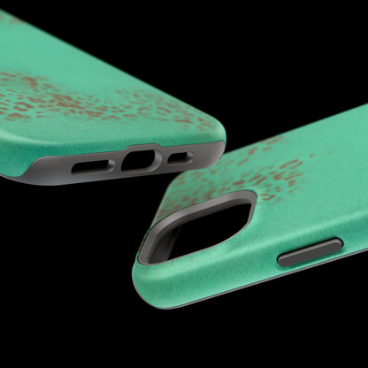 MagSafe "teal cheetah" airbrush iPhone case