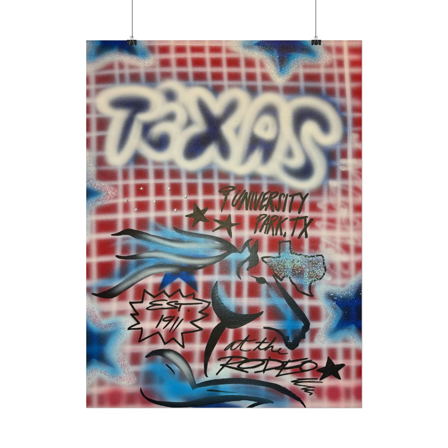 "texas" airbrush rolled print