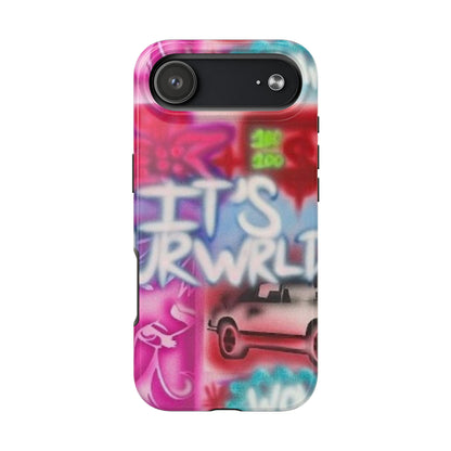 "it's ur WRLD" airbrush iPhone case