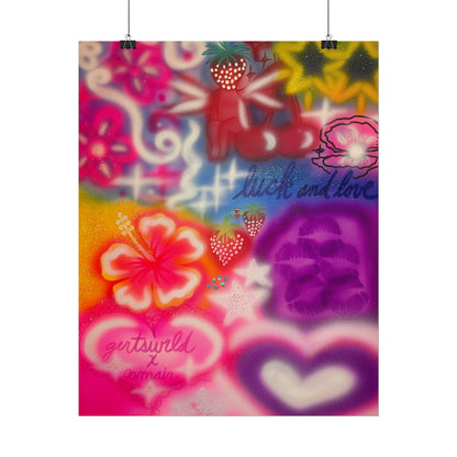 "luck & luv" airbrush rolled print