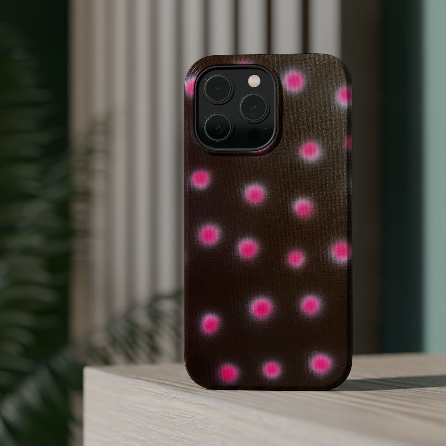 MagSafe "cherry mocha polka dot" airbrush iPhone case