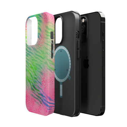 MagSafe "teal cheetah" airbrush iPhone case