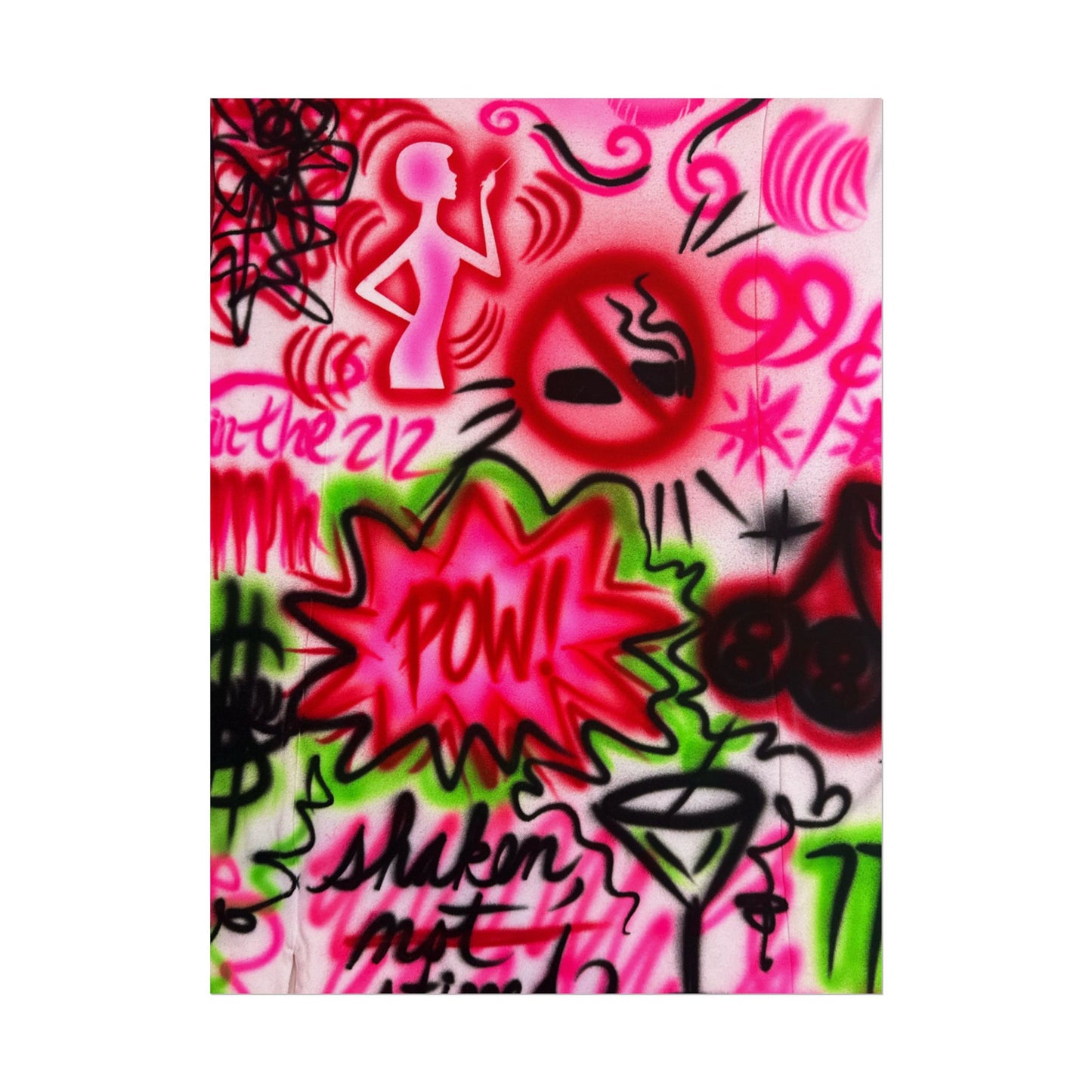 "in the 212" airbrush rolled print