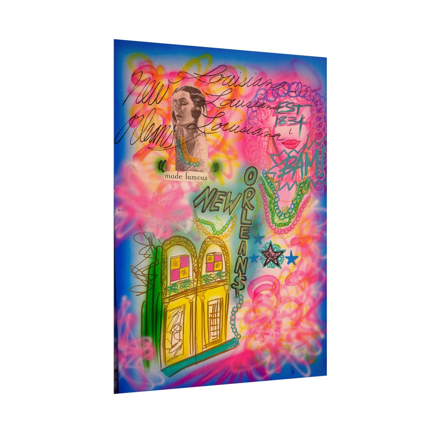 "new orleans, la" airbrush rolled print