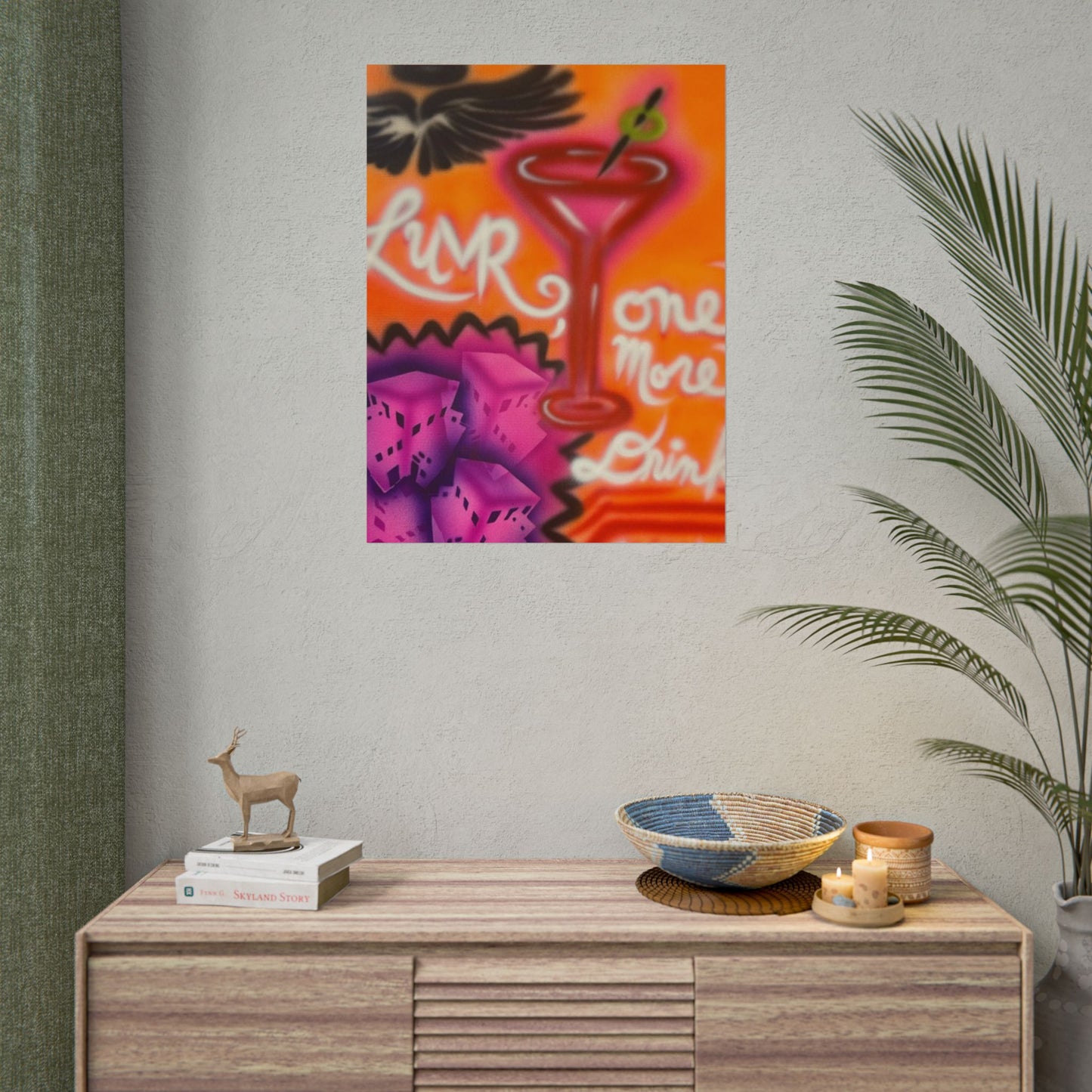 "one more drink" airbrush rolled print