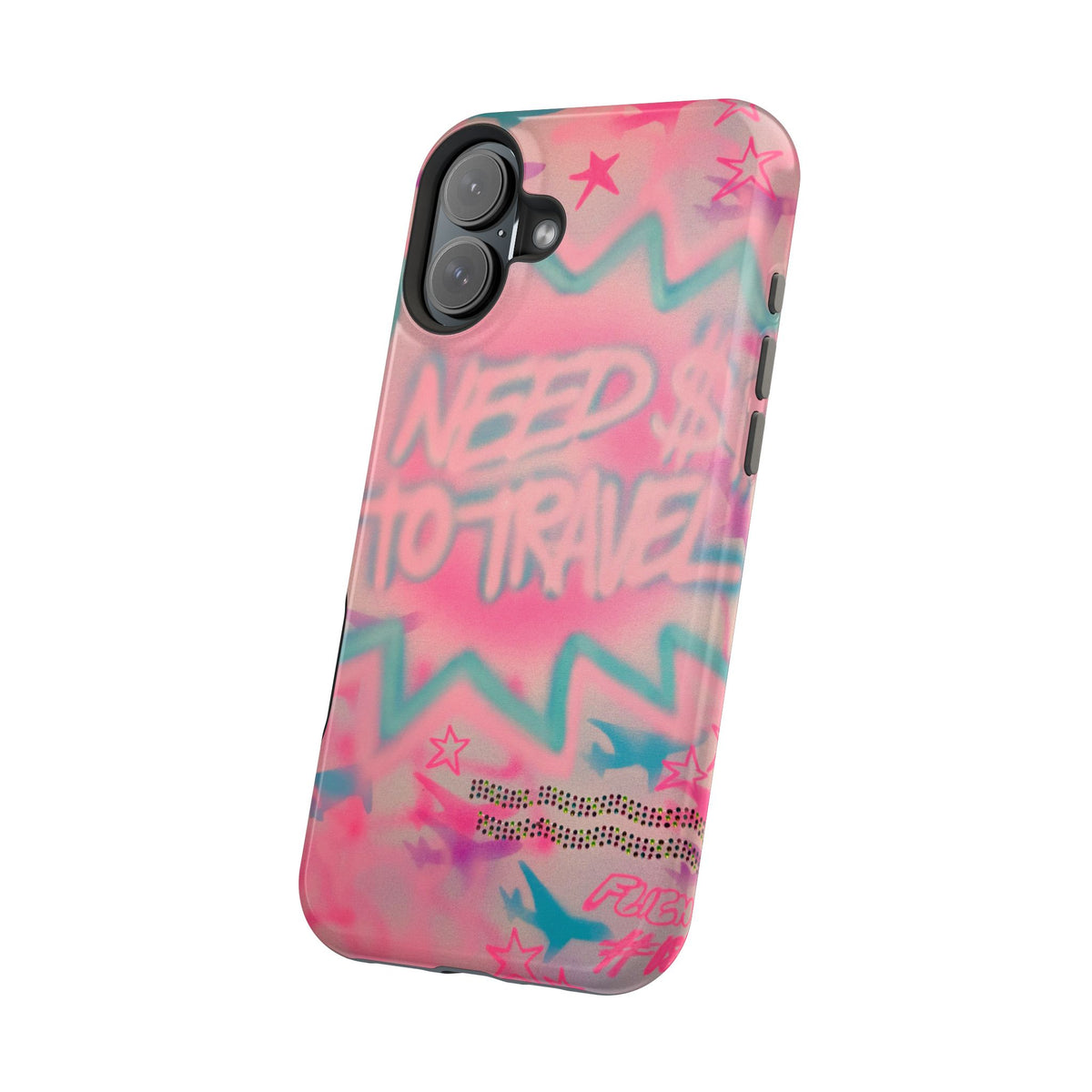 MagSafe "need $$ to travel" airbrush iPhone case