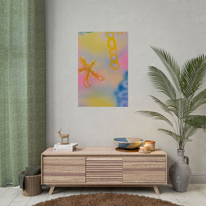 "sweet starfish" airbrush rolled print