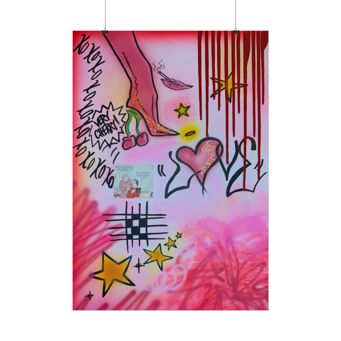 "cherry luvr" airbrush rolled print