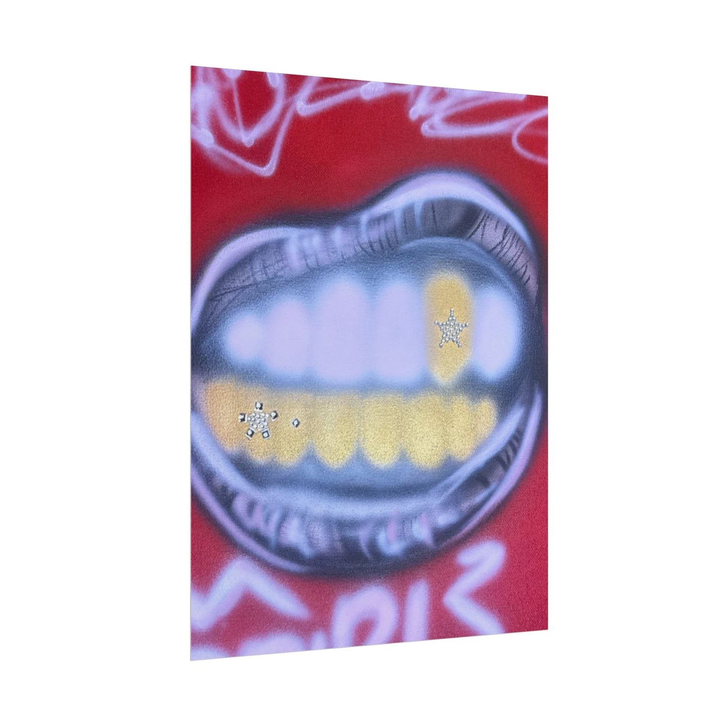 "bite me bling" airbrush rolled print