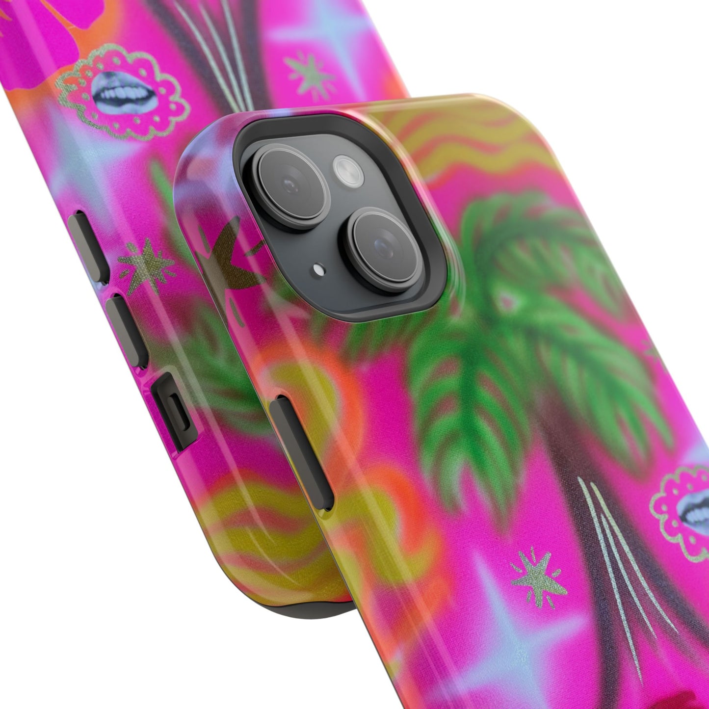 MagSafe "neon pink palms" Airbrush iPhone-Hülle