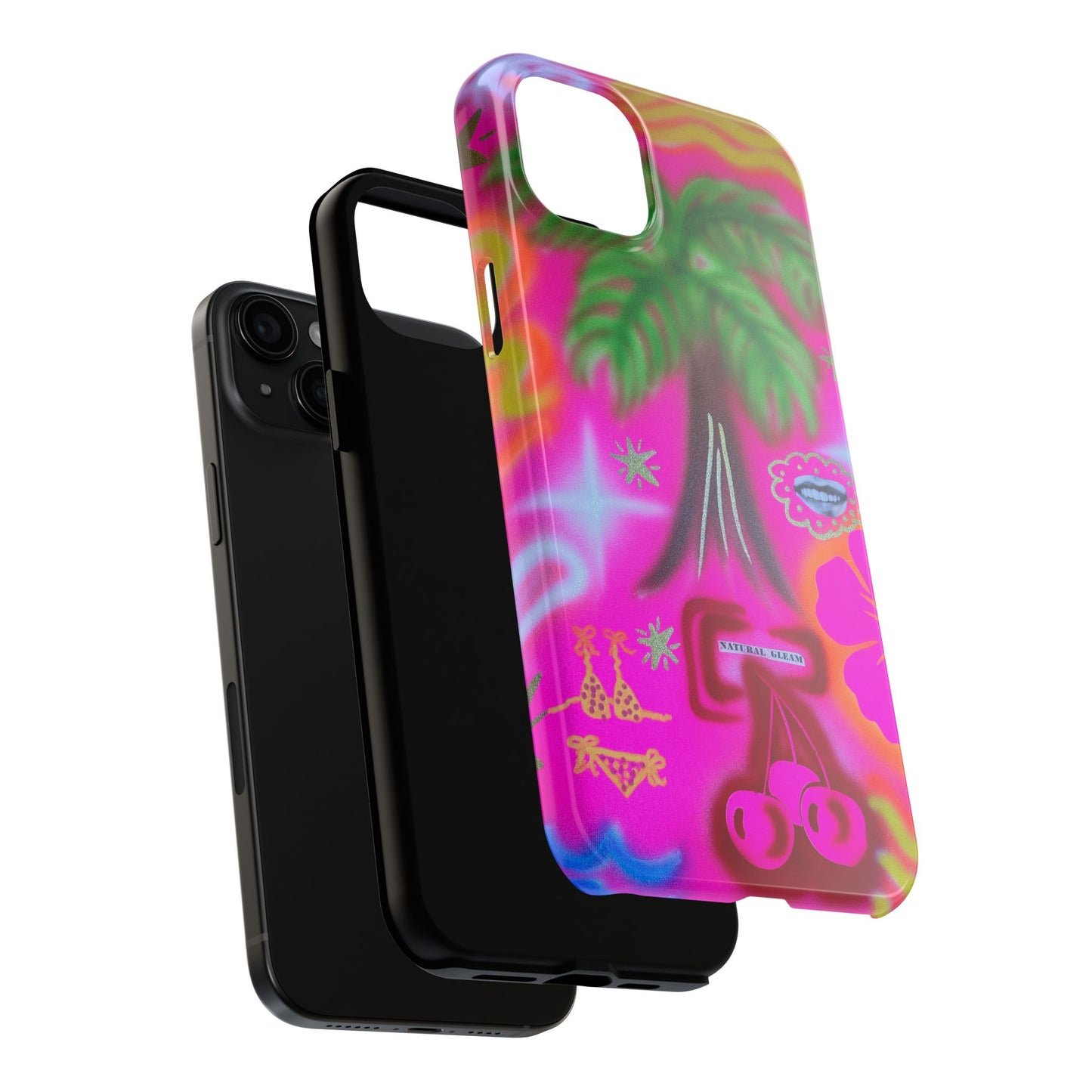 "neon pink palms" airbrush iPhone case