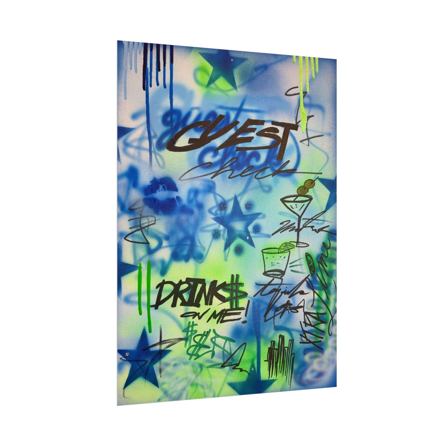 "guest check" airbrush rolled print