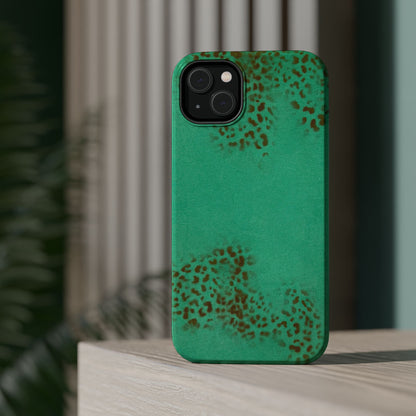 MagSafe "teal cheetah" airbrush iPhone case