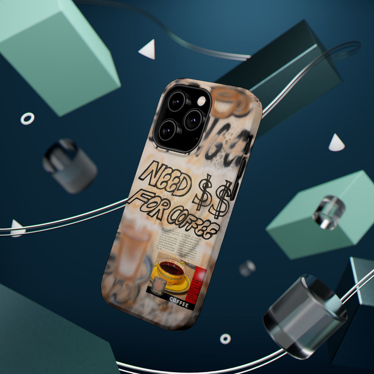 MagSafe "need $$ for coffee" airbrush iPhone case
