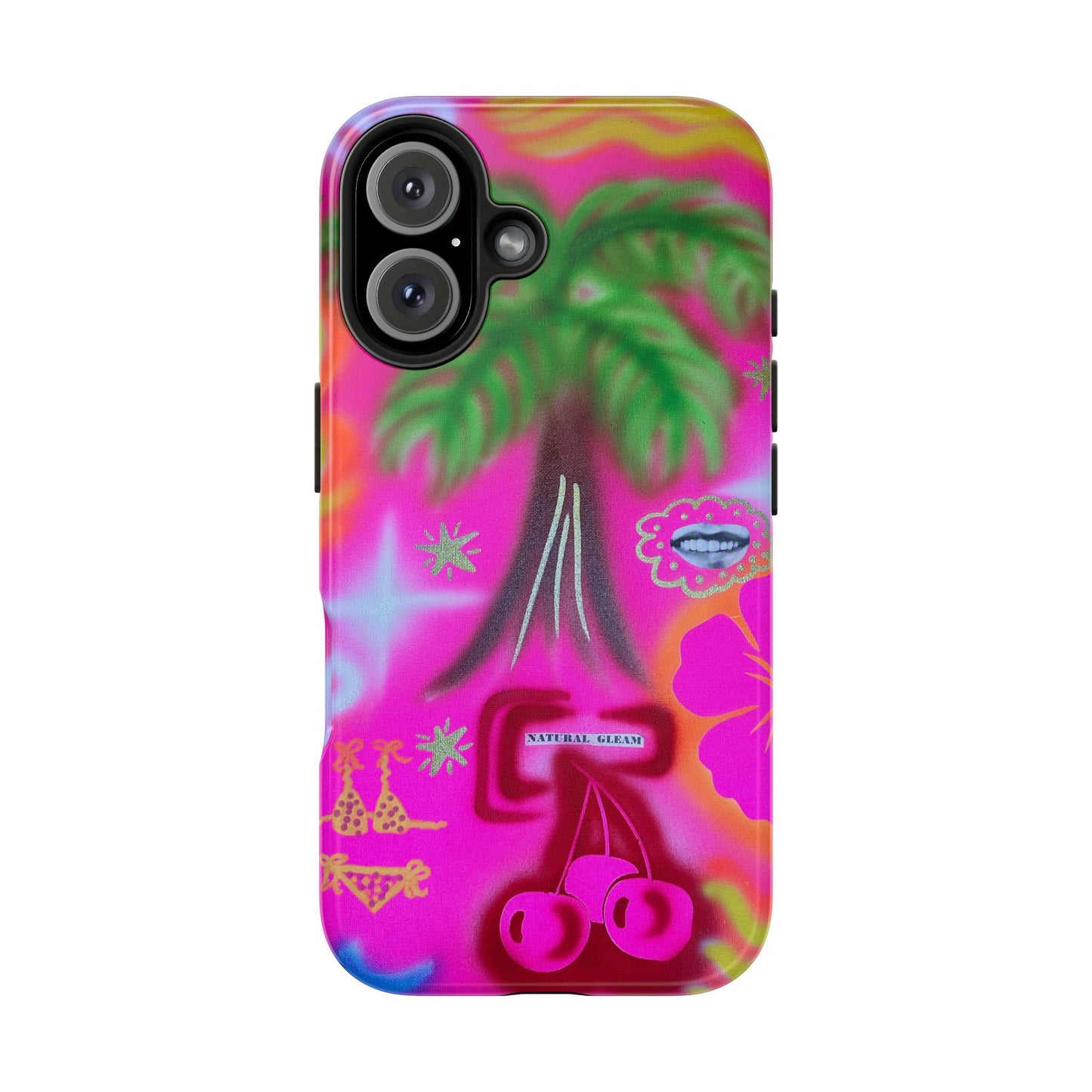 "neon pink palms" airbrush iPhone case