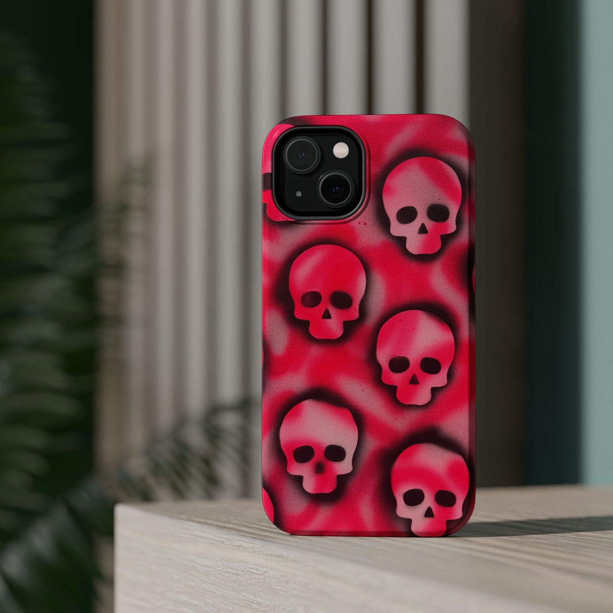 MagSafe "pink skully" airbrush iPhone case