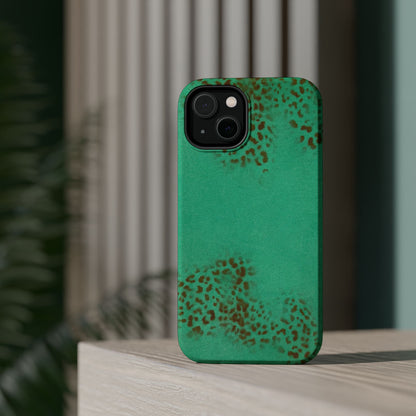 MagSafe "teal cheetah" airbrush iPhone case